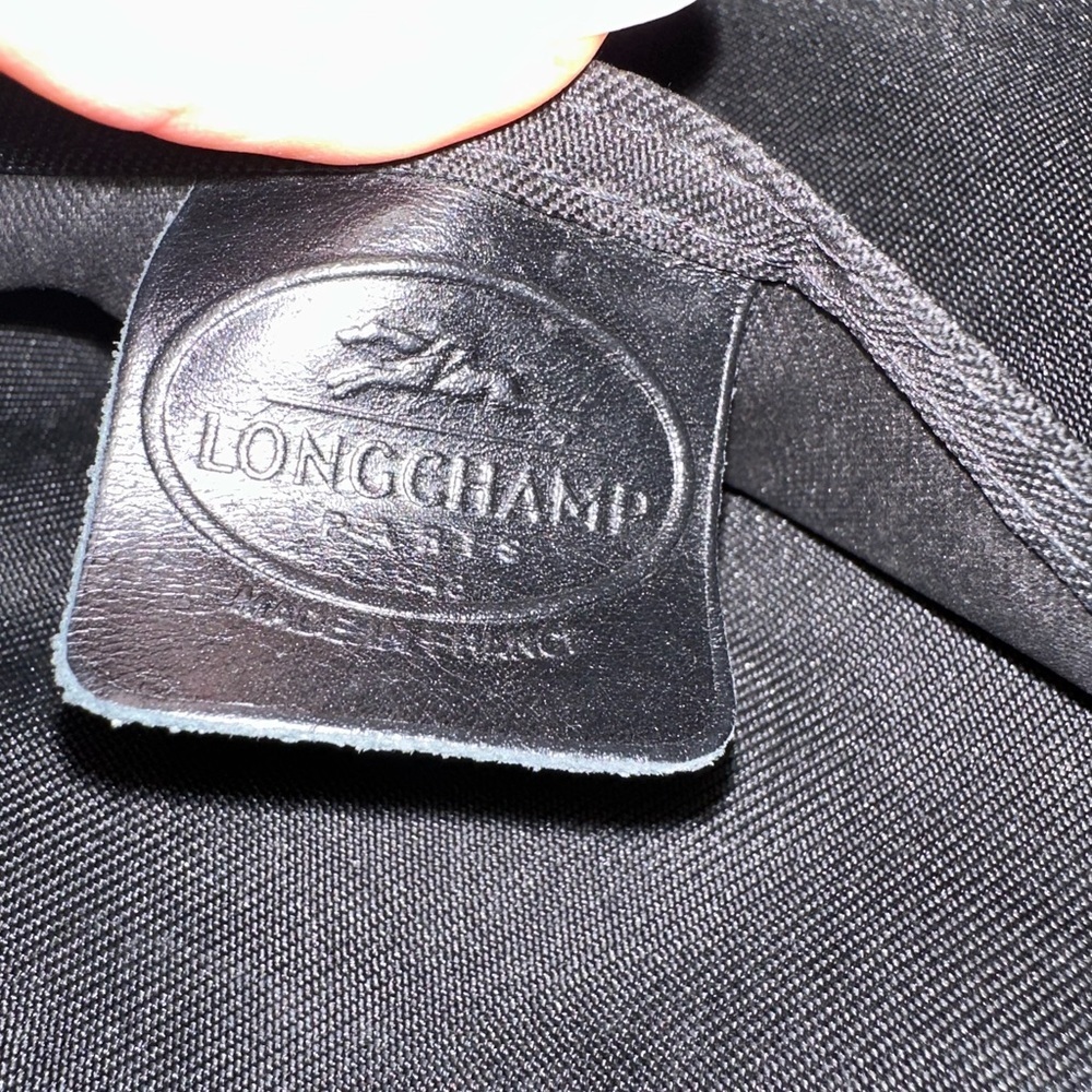 Longchamp Black Leather Shoulder Bag Minimalist Classic Tote Purse - Picture 11 of 13
